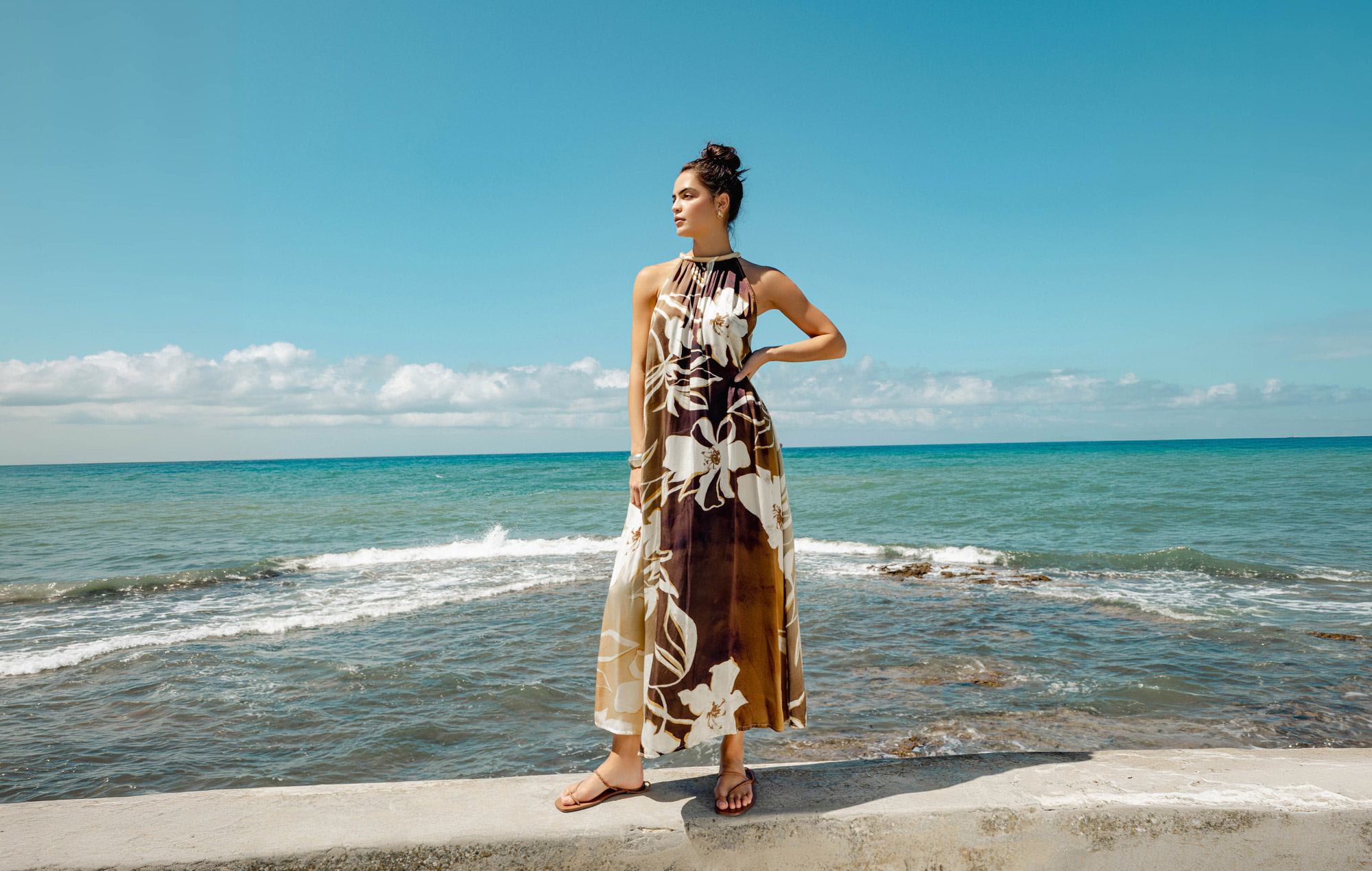 MIHO’S summer dress photographed on the Mediterranean coast